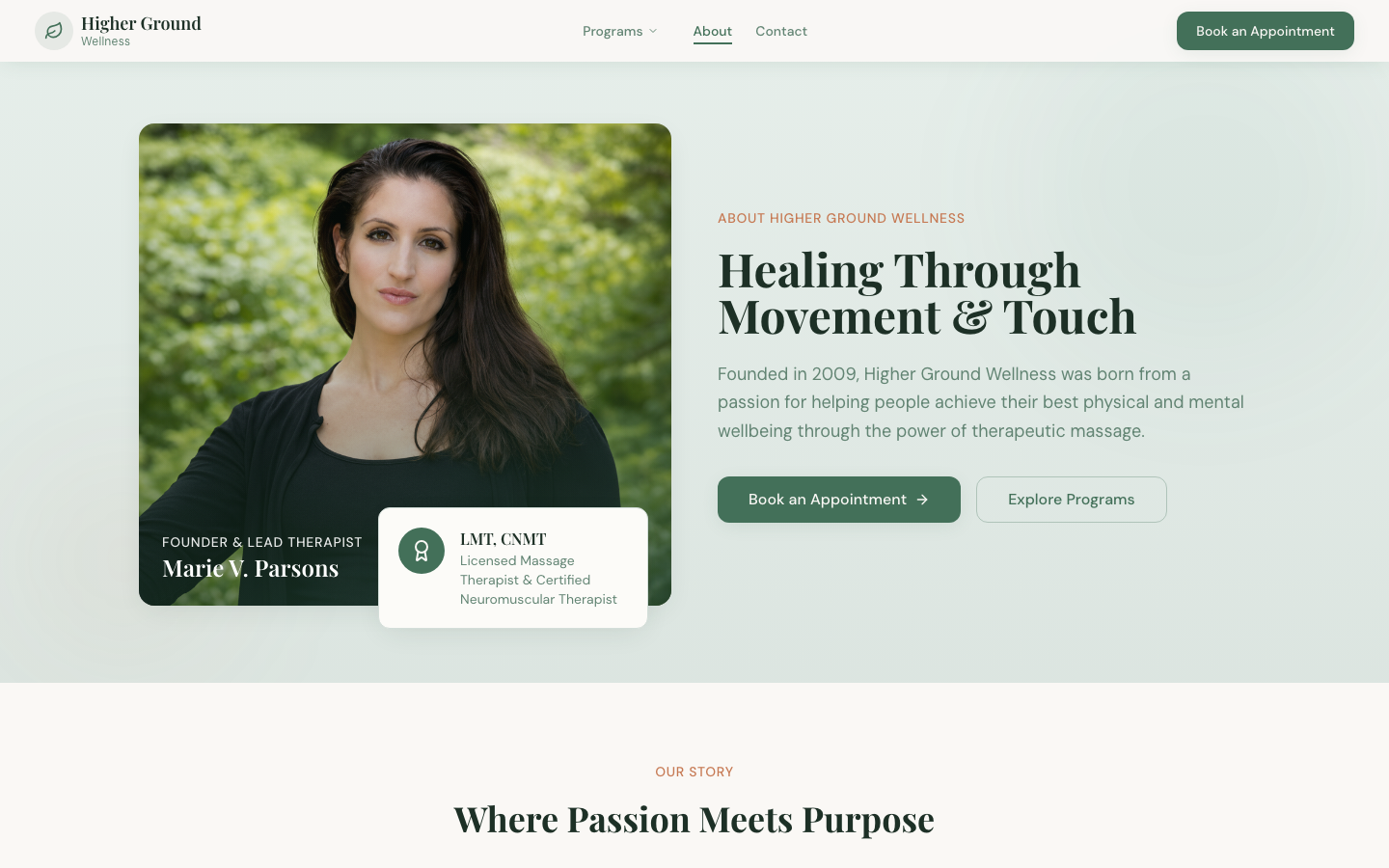 Higher Ground Wellness about page